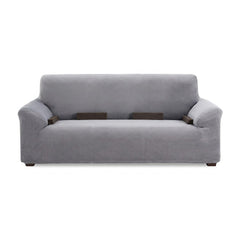 Husă canapea velvet , elastica SofaZip Bellagio, cu efect de respingere a lichidelor, gri deschis