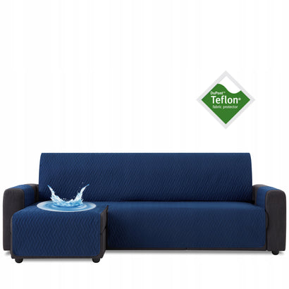 Husă colțar cu sezlong matlasată impermeabilă Sofazip, culoare Bleumarin