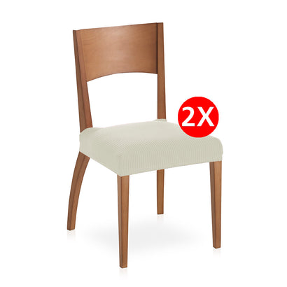 Set 2 huse scaun pentru șezut Sofazip, material microfibră, culoare ivory