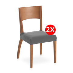 Set 2 huse sezut scaun Sofazip microfibra gri cu textura