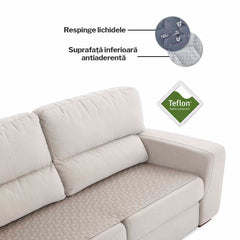 Topper potrivit pentru orice canapea, Cappuccino, antiaderent, Sofazip Teflon®