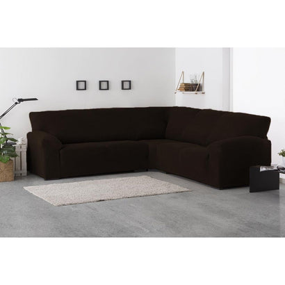 Husă colțar tip L cu laterale Sofazip PatternFit, elastică, culoare maro