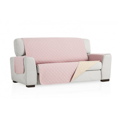 Husă canapea matlasată Sofazip cu două fețe, culoare roz-bej