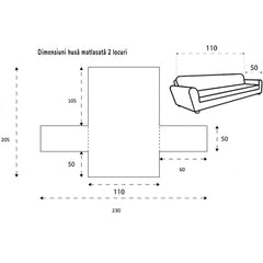 Husa matlasata canapea 1-2-3-4-5 locuri Reversibila Negru-Gri