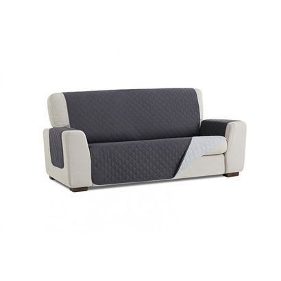 Husă canapea matlasată Sofazip cu două fețe, culoare gri închis-gri deschis