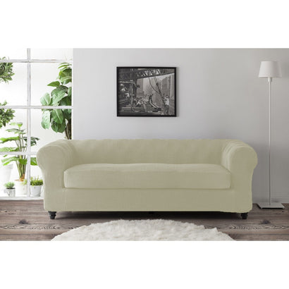 Husă canapea chesterfield Sofazip Patternfit, culoare ivory