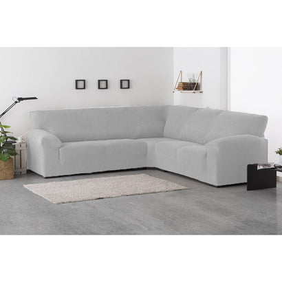 Husă colțar tip L cu laterale Sofazip PatternFit, elastică, culoare gri deschis