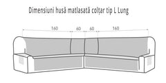 Husa coltar tip L matlasata Negru, Marime Standard / Lung