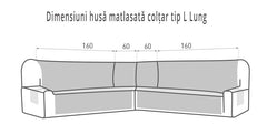 Husa coltar tip L matlasata Gri Inchis, Marime Standard / Lung