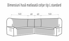 Husa coltar tip L matlasata Gri Deschis, Marime Standard / Lung