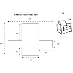 Husa matlasata canapea 1-2-3-4-5 locuri Reversibila Negru-Gri