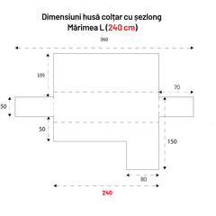 Husa coltar cu sezlong matlasata Gri deschis stanga/dreapta