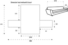 Husa matlasata canapea 1-2-3-4-5 locuri Reversibila Negru-Gri