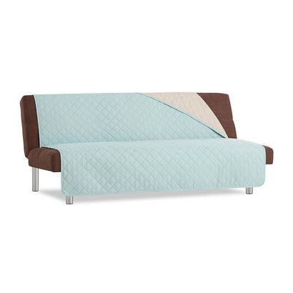 Husă canapea fără brațe matlasată Sofazip cu două fețe, culoare mentă - bej