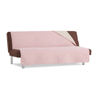 Husă canapea fără brațe matlasată Sofazip cu două fețe, culoare roz - bej