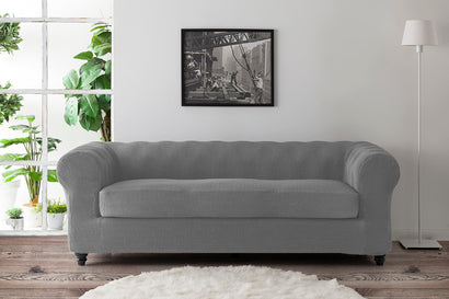 Husă canapea chesterfield Sofazip Patternfit, culoare gri deschis