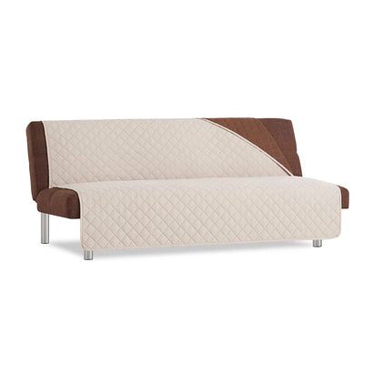 Husă canapea fără brațe matlasată Sofazip cu două fețe, culoare maro-bej