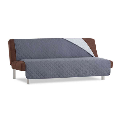 Husă canapea fără brațe matlasată Sofazip cu două fețe, culoare gri închis-gri deschis