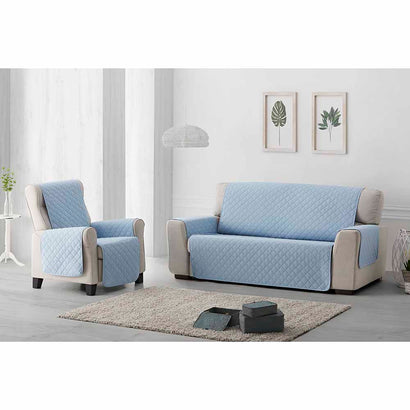 Husă canapea matlasată Sofazip cu două fețe, culoare azur-bej