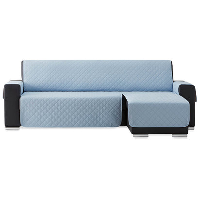 Husă colțar matlasată cu șezlong pe dreapta/stânga Sofazip, culoare Azur