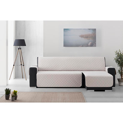 Husă colțar matlasată cu șezlong pe dreapta/stânga Sofazip, culoare ivory