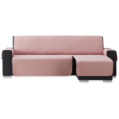 Husă colțar matlasată cu șezlong pe dreapta/stânga Sofazip, culoare roz