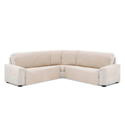 Husă colțar matlasată tip L cu laterale Sofazip, culoare bej