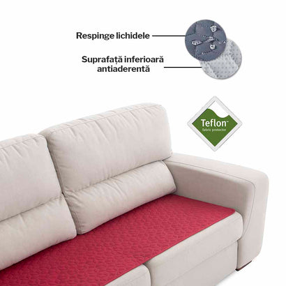 Topper canapea matlasat Sofazip Teflon®, respinge apa, antiaderent, culoare roșu